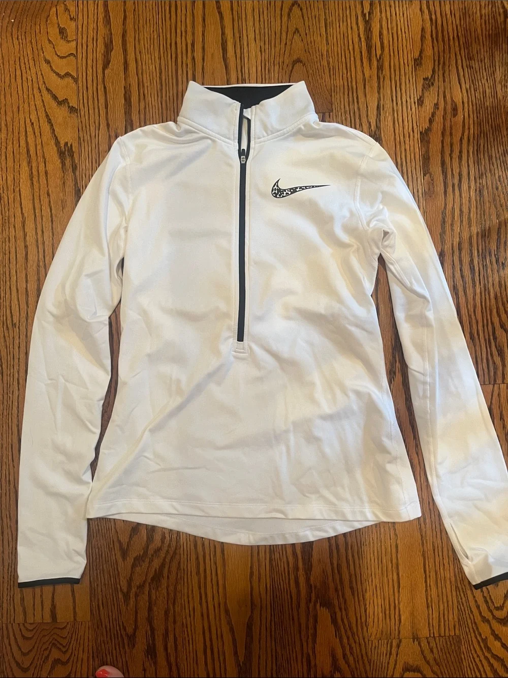 Nike White Half-Zip Athletic Pullover with Black Accents